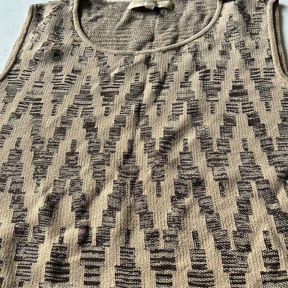 New Jones New York tan and brown pattern shell sweater‎ knit size small - Picture 2 of 7